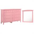 Home Square 2-Piece Set with 8-Drawer Dresser and Mirror in Pink