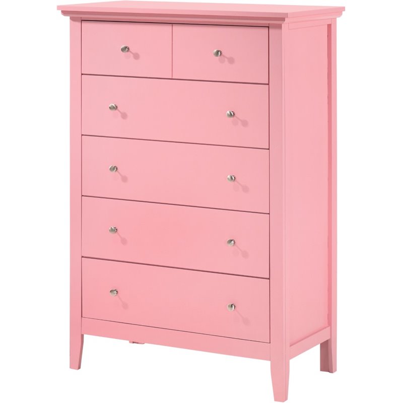 Home Square 2-Piece Set with 5-Drawer Chest and 3-Drawer Nightstand in Pink