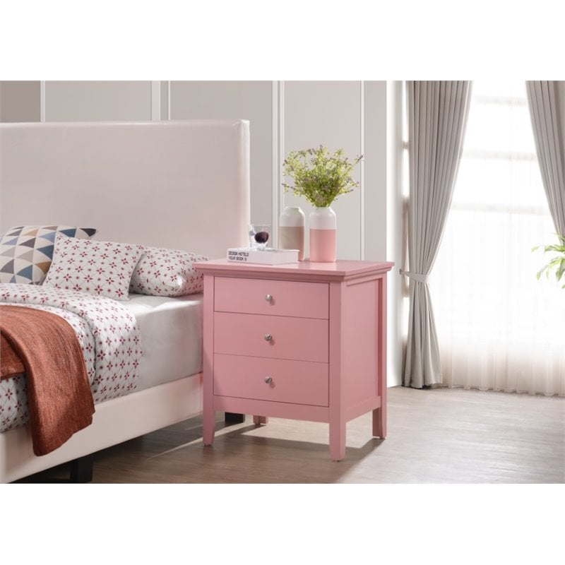 Home Square 2-Piece Set with 5-Drawer Chest and 3-Drawer Nightstand in Pink