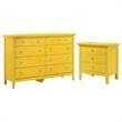 Home Square 2-Piece Set with 8-Drawer Dresser and 3-Drawer Nightstand in Yellow