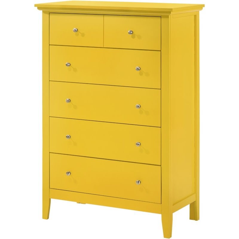 Home Square 2-Piece Set with 5-Drawer Chest and 3-Drawer Nightstand in Yellow