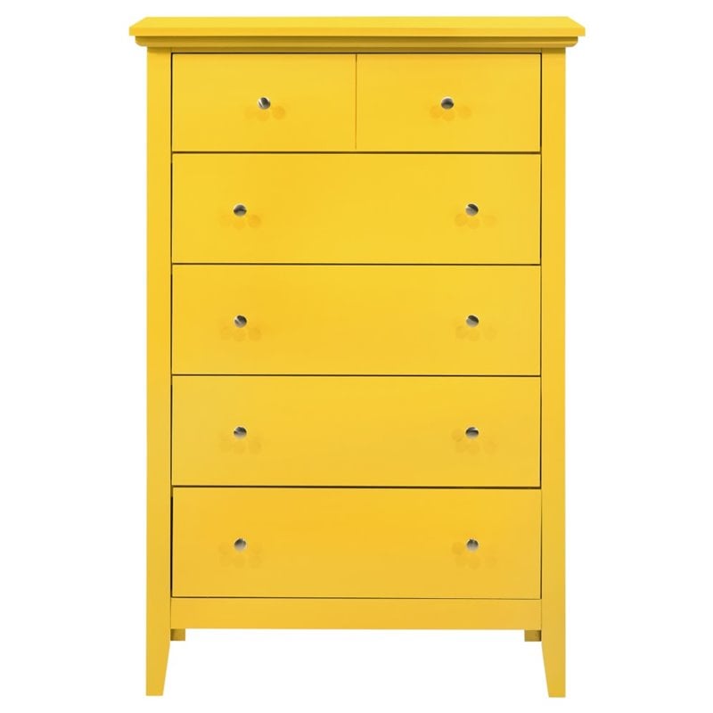 Home Square 2-Piece Set with 5-Drawer Chest and 3-Drawer Nightstand in Yellow