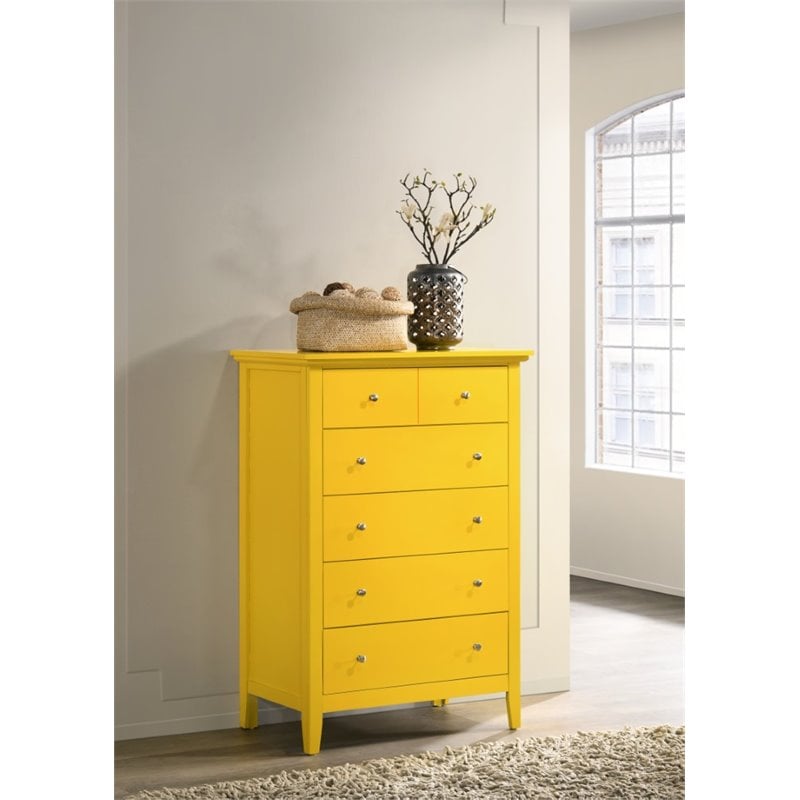 Home Square 2-Piece Set with 5-Drawer Chest and 3-Drawer Nightstand in Yellow
