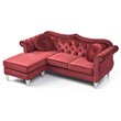Home Square 2-Piece Set with Sofa Chaise and Loveseat in Burgundy
