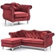 Home Square 2-Piece Set with Sofa Chaise and Chair in Burgundy