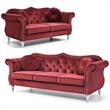 Home Square 2-Piece Furniture Set with Sofa and Loveseat in Burgundy