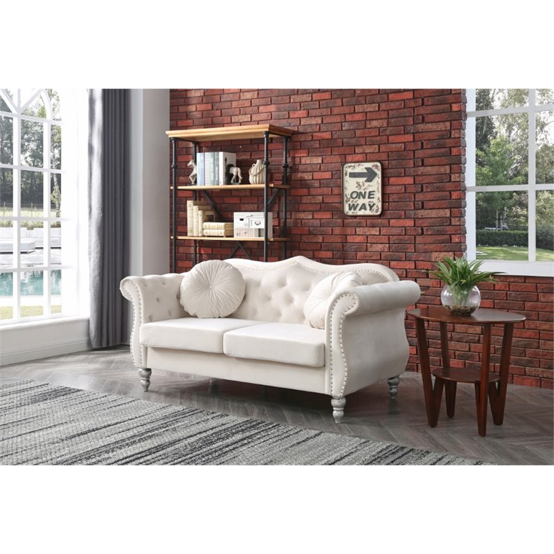 Home Square 2-Piece Furniture Set with Sofa and Loveseat in Ivory