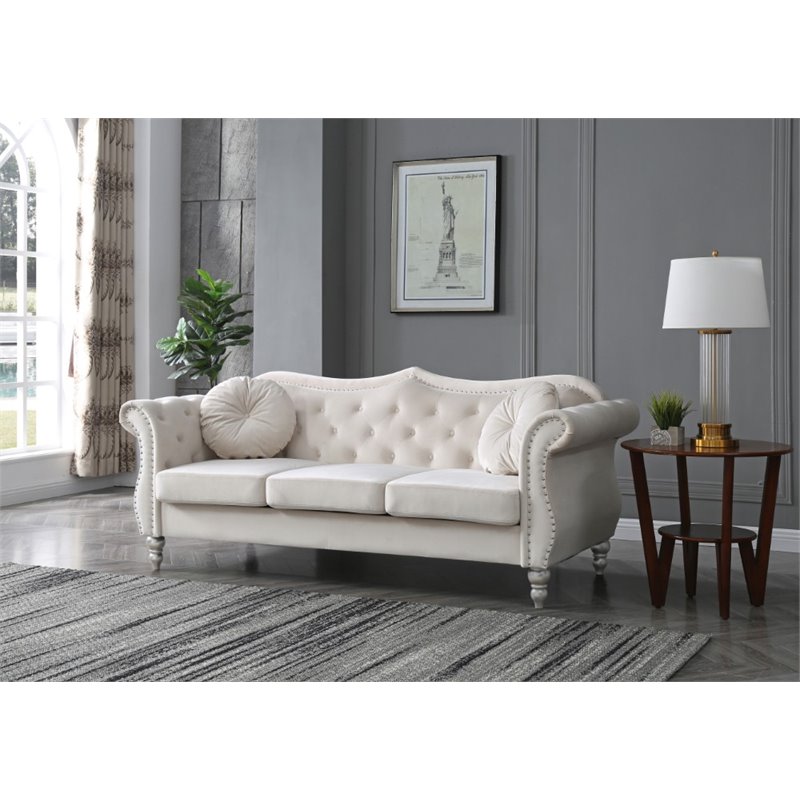 Home Square 2-Piece Furniture Set with Sofa and Chair in Ivory