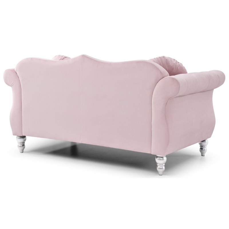 Home Square 2-Piece Furniture Set with Sofa Chaise and Loveseat in Pink