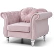 Home Square 2-Piece Furniture Set with Sofa Chaise and Chair in Pink