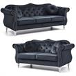 Home Square 2-Piece Furniture Set with Sofa and Loveseat in Black