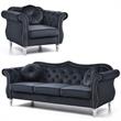 Home Square 2-Piece Furniture Set with Sofa and Chair in Black
