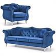 Home Square 2-Piece Furniture Set with Sofa and Chair in Navy Blue