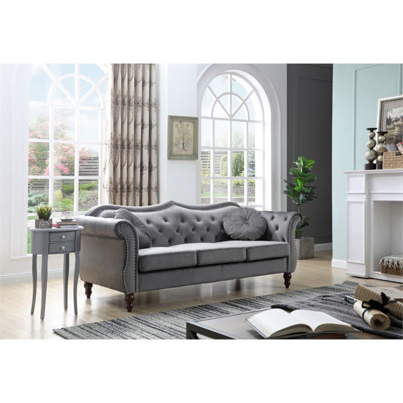 Home Square 2-Piece Furniture Set with Sofa and Chair in Dark Gray