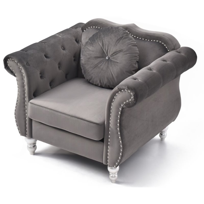 Home Square 2-Piece Furniture Set with Sofa and Chair in Dark Gray