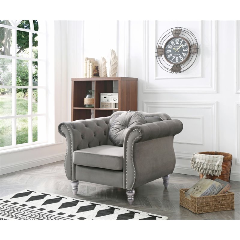 Home Square 2-Piece Furniture Set with Sofa and Chair in Dark Gray