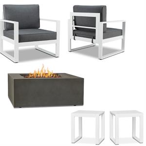 home square 5 piece garden patio set with fire table 2 end tables and 2 chairs