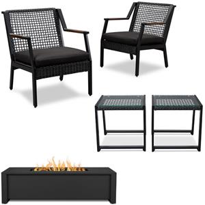 home square 5 piece garden patio set with fire table 2 chairs and 2 end tables