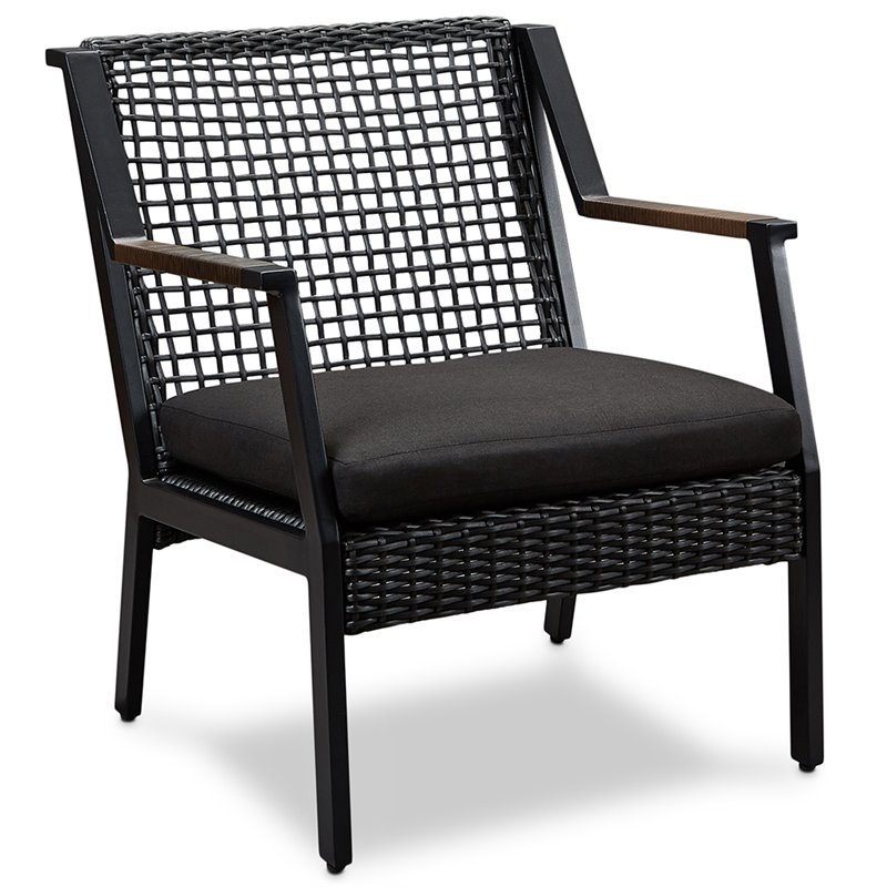 Home Square 3 Piece Garden Patio Set with Fire Table and 2 Chairs in Black