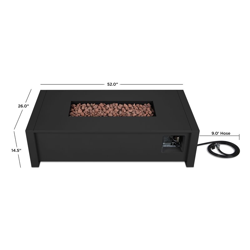 Home Square 3 Piece Garden Patio Set with Fire Table and 2 Chairs in Black