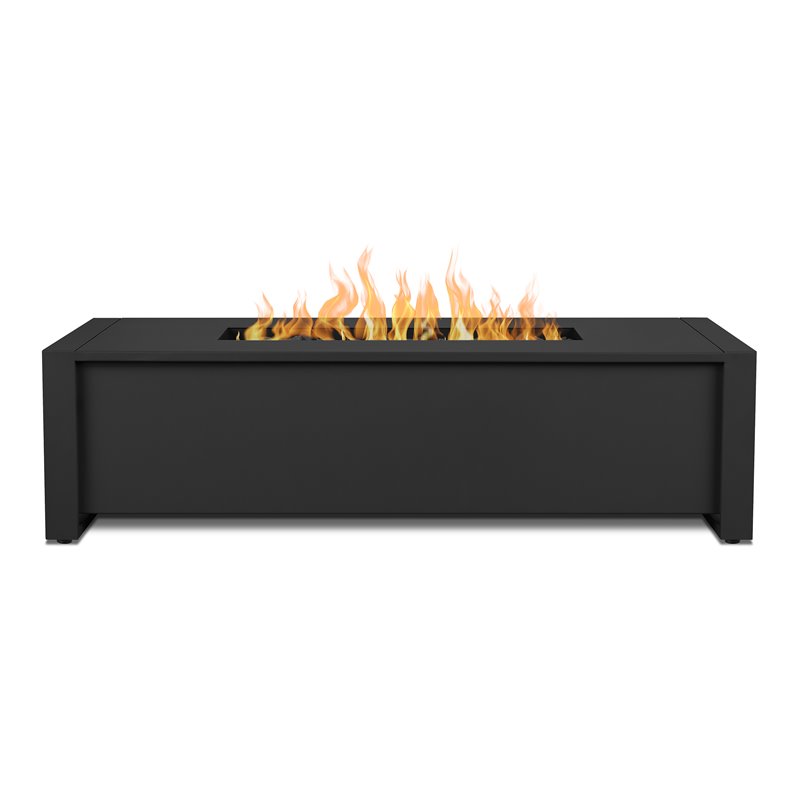 Home Square 3 Piece Garden Patio Set with Fire Table and 2 Chairs in Black