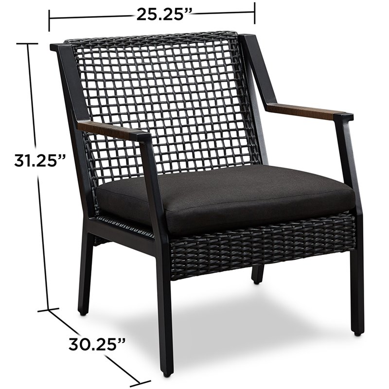 Home Square 3 Piece Garden Patio Set with Fire Table and 2 Chairs in Black