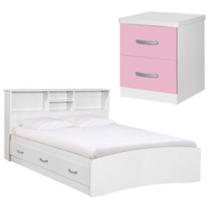Home Square 2-Piece Set with Full Captains Bed and 2-Drawer Nightstand