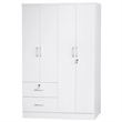 Home Square 2-Piece Set with Full Captains Bed and 4-Doors 2-Drawers Armoire