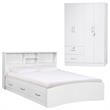 Home Square 2-Piece Set with Full Captains Bed and 4-Doors 2-Drawers Armoire