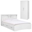 Home Square 2-Piece Set with Full Captains Bed and Armoire Wardrobe Cabinet