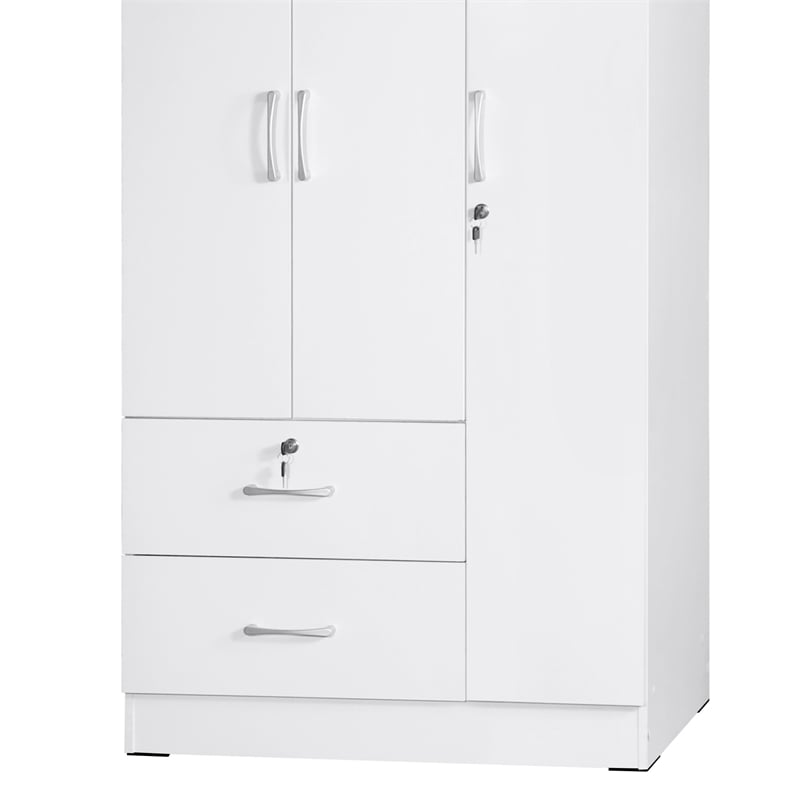 Home Square 2-Piece Set with Full Captains Bed and Wardrobe Armoire Closet