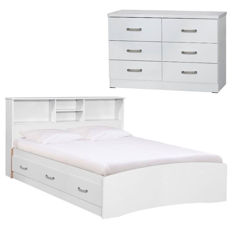 Home Square 2-Piece Set with Full Captains Bed and Bedroom Dresser