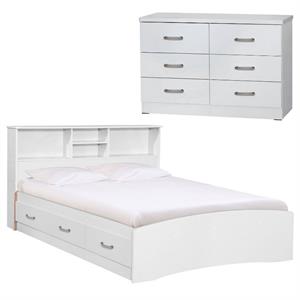 Home Square 2-Piece Set with Full Captains Bed and Bedroom Dresser