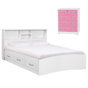Home Square 2-Piece Set with Full Captains Bed and Dresser with Lock