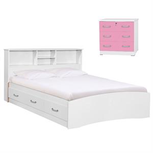 Home Square 2-Piece Set with Full Captains Bed and Chest Bedroom Dresser