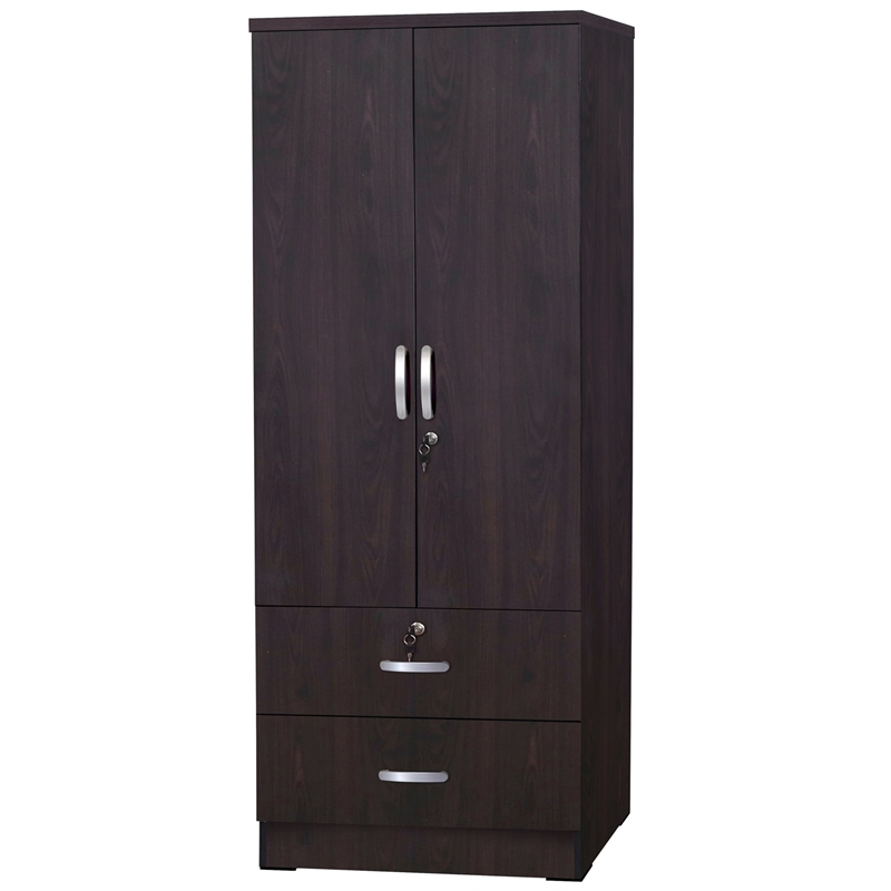 Home Square 2-Piece Set with Wardrobe Armoire and Platform Pine Twin Bed