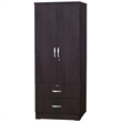 Home Square 2-Piece Set with Wardrobe Armoire and Platform Pine Twin Bed
