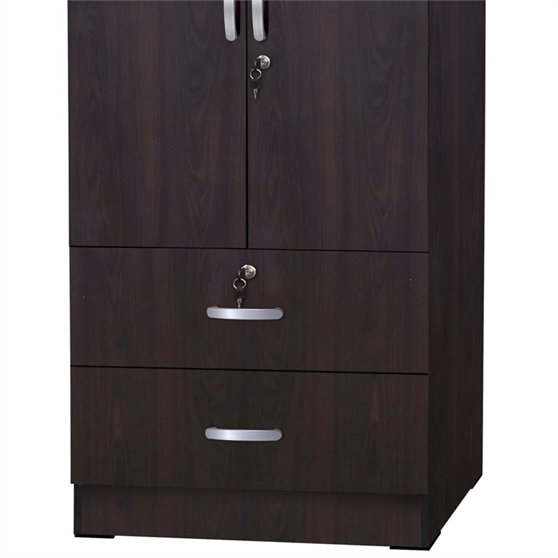 Home Square 2-Piece Set with Wardrobe Armoire and Platform Pine Twin Bed