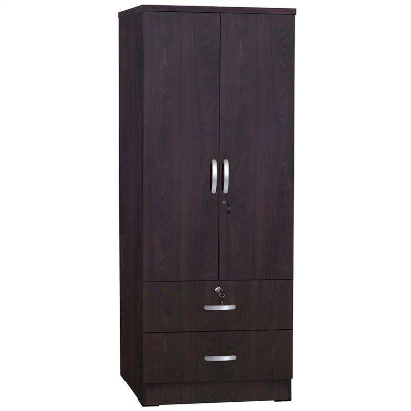 Home Square 2-Piece Set with Wardrobe Armoire and Platform Pine Twin Bed