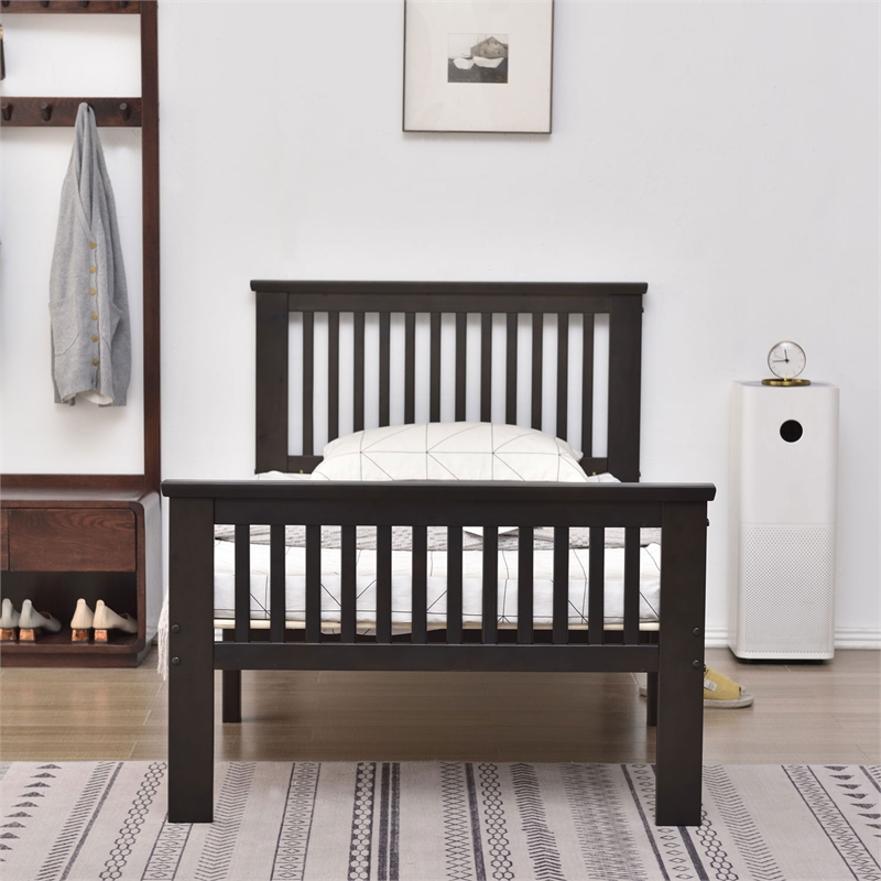 Home Square 2-Piece Set with Wardrobe Armoire and Platform Pine Twin Bed