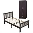Home Square 2-Piece Set with Wardrobe Armoire and Platform Pine Twin Bed