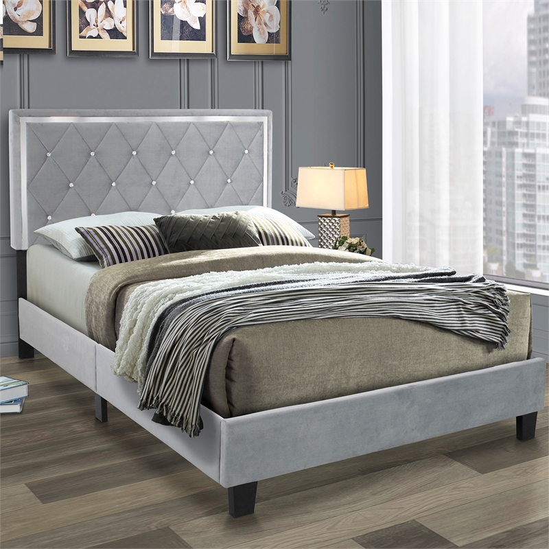Home Square 2-Piece Set with Queen Platform Bed and Wardrobe Armoire Closet