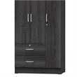 Home Square 2-Piece Set with Queen Platform Bed and Wardrobe Armoire Closet