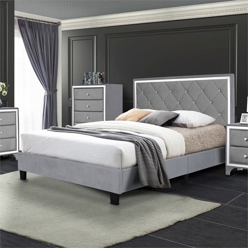 Home Square 2-Piece Set with Queen Platform Bed and Wardrobe Armoire Closet
