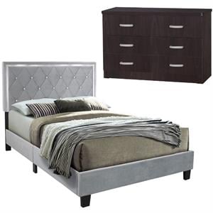Home Square 2-Piece Set with Queen Platform Bed and Bedroom Dresser