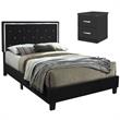 Home Square 2-Piece Set with Queen Platform Bed and 2-Drawer Nightstand in Black