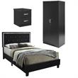 Home Square 3-Piece Set with Queen Bed Wardrobe Cabinet and 2-Drawer Nightstand