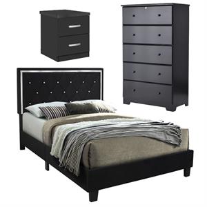 home square 3-piece set with queen bed 5-drawer dresser and 2-drawer nightstand