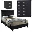 Home Square 3-Piece Set with Queen Bed Tall Chest Wardrobe 2-Drawer Nightstand