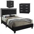 Home Square 3-Piece Set with Queen Bed Chest Dresser and 2-Drawer Nightstand